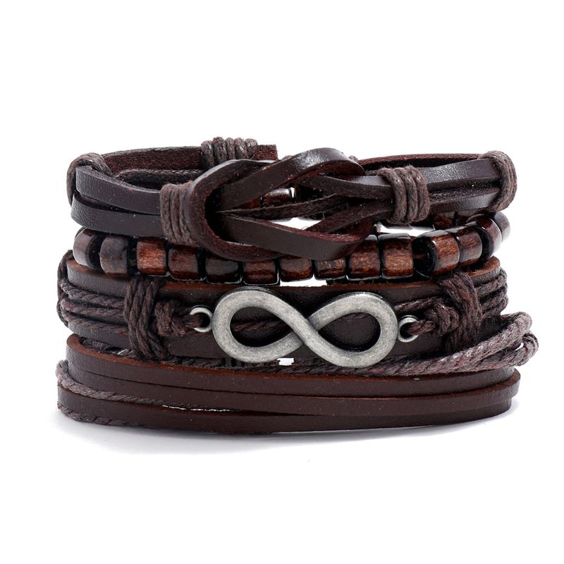 Semplice abito fai da te in pelle di mucca intrecciata da uomo e da donna multistrato combinazione Bracciale accessori_voghion.com