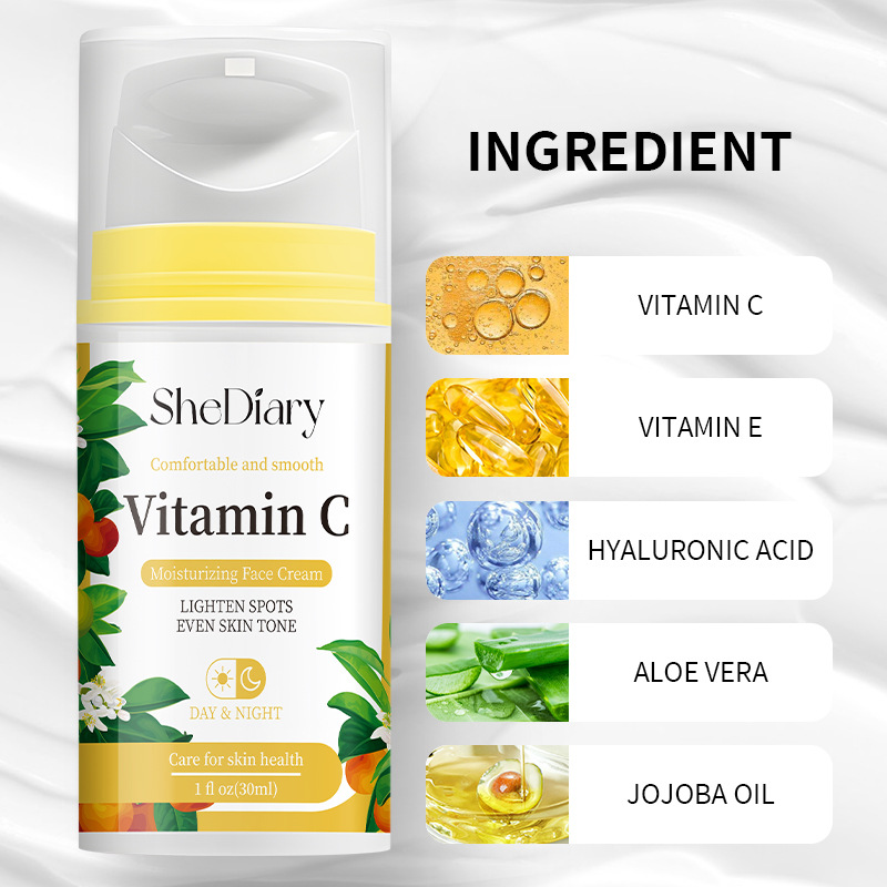 La crema idratante VC illumina e ripara la pelle. La crema idratante per il viso alla vitamina C idrata la pelle._voghion.com
