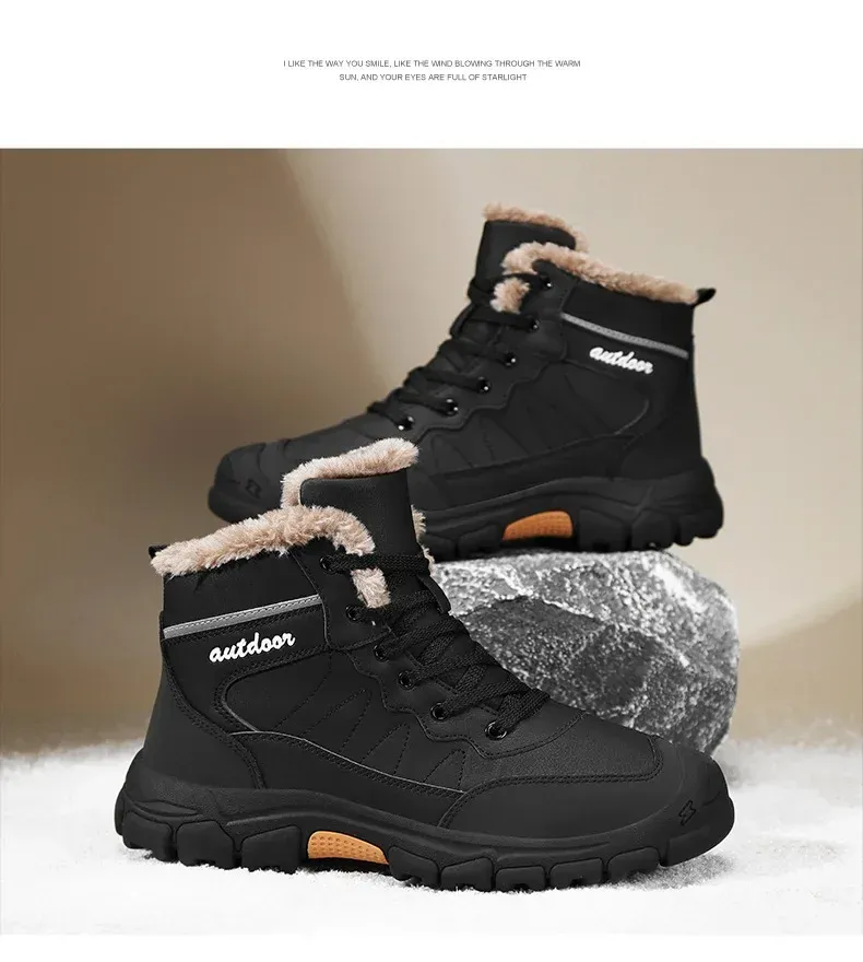 Scarpe casual sportive da uomo, stile retrò, da trekking, alte, in peluche, da campeggio, per le vacanze, da pesca, 2024_voghion.com