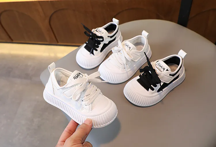 Kinder Jungen Turnschuhe Frühling Herbst Kinder Mädchen Board Cutefeet Infant Kleinkind Schwarz Weiß Farbe Weiche Sohle Schuhe Größen 21_voghion.com