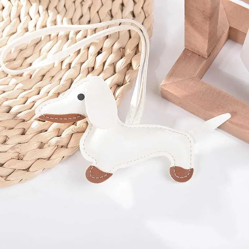 Fashion Car Sausage PU Leather Dog Keychain Womens Bag Pendant Jewelry Pavilion Keyring Keyholder Gift Y241121_voghion.com