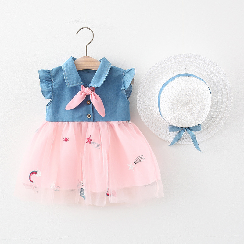 Infant Dress Summer New Pattern Baby Girl Little Flying Sleeve Dress Cartoon Rainbow Star Unicorn Children's Clothing_voghion.com