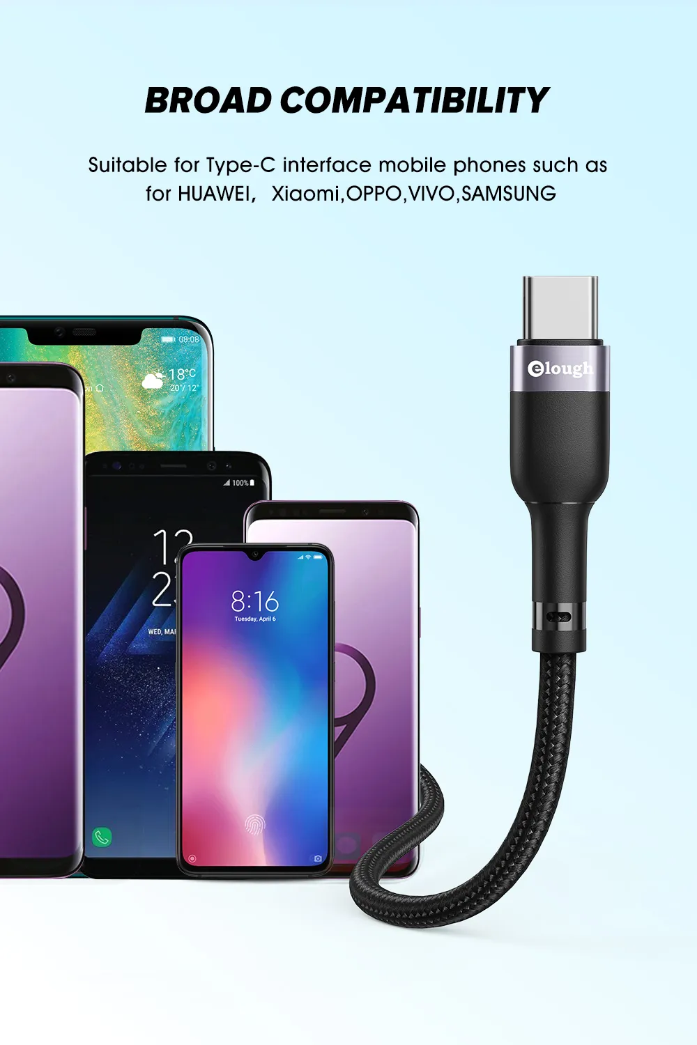 Cable tipo C de carga rápida para Xiaomi Redmi Realme Poco, cable micro USB tipo C._voghion.com