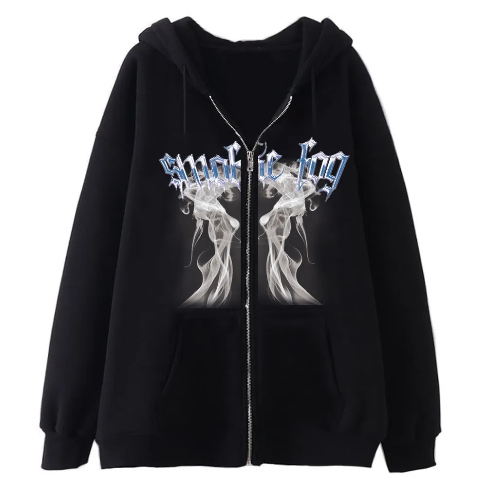 Herrenbekleidung: Sweatshirts mit dunklem Totenkopf-Skelett für Männer und Frauen, Hoodies, Gothic-Paare, Harajuku-Sweatshirts mit großem Metallreißverschluss_voghion.com
