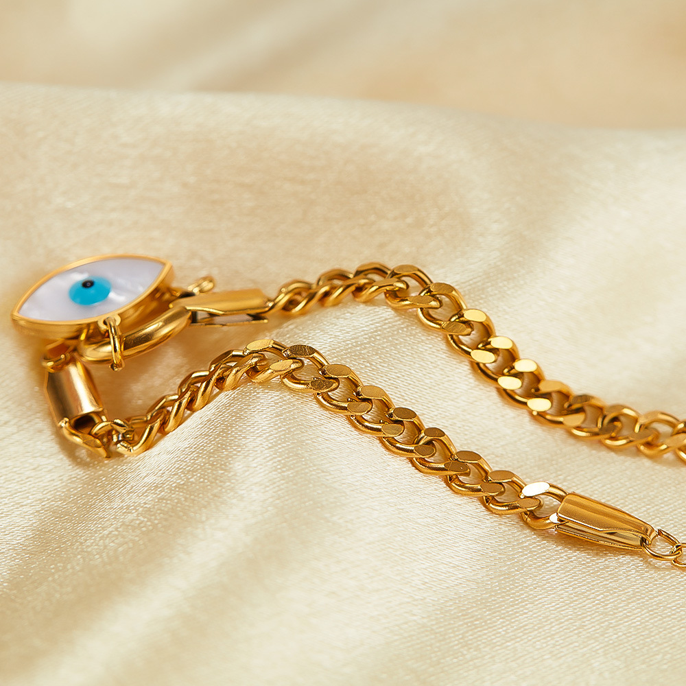 Elegante bracciale da donna in acciaio inossidabile con ciondolo occhio del diavolo in acciaio al titanio_voghion.com
