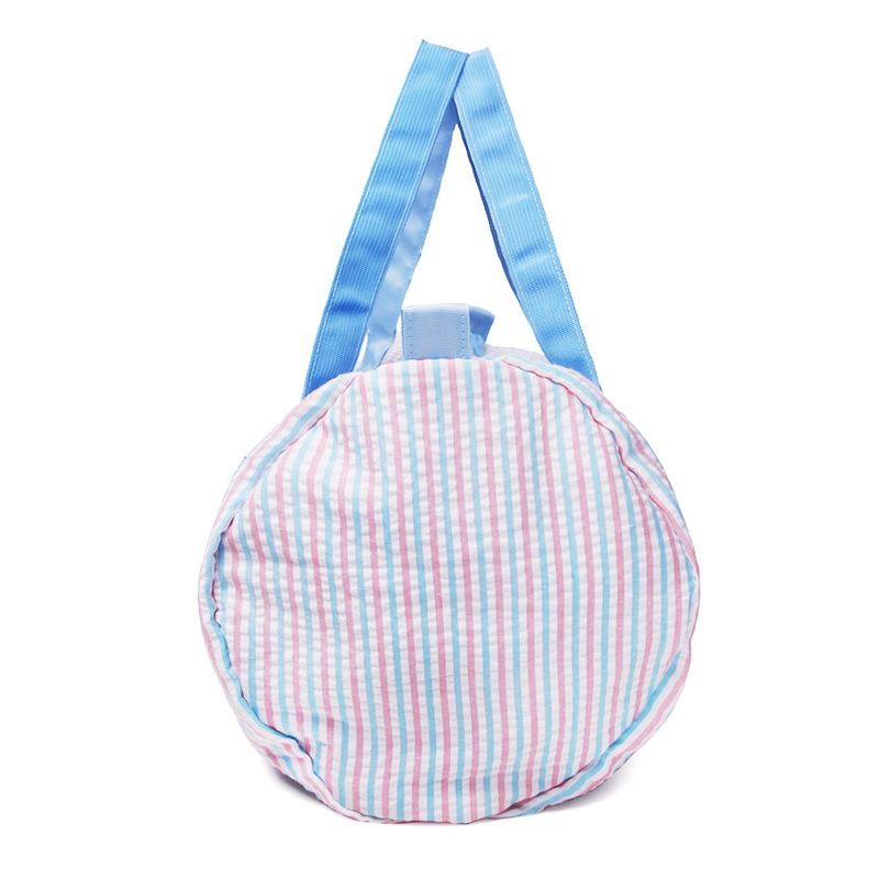 Domier Seersucker Baumwolle Reisetasche Gepäcktasche tragbare Zylindertasche Acryl Kunststoff Zahn Reißverschluss_voghion.com