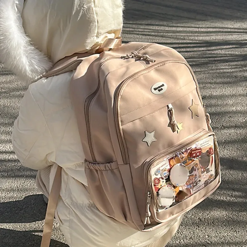 Süße Y2k ästhetische Mode Kawaii Rucksack koreanische Frauen Jk transparente Rucksäcke Vintage Studenten Stern Schulranzen_voghion.com