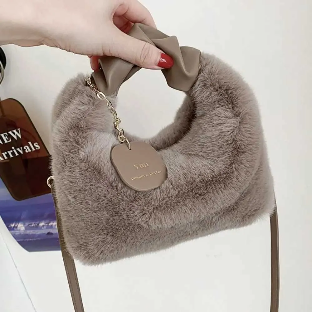 New Winter Plush Long Fur Handbag Womens Crossbody Fashion Trend Shoulder Bag Purses and HandbagsC241104_voghion.com