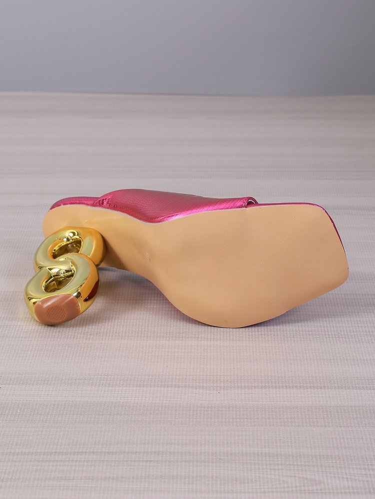 2024 Gold 8-Linien High Heel Hausschuhe für Damen mit unregelmäßiger quadratischer Spitze, sexy Temperament, übergroßen dicken Absätzen, modisch_voghion.com