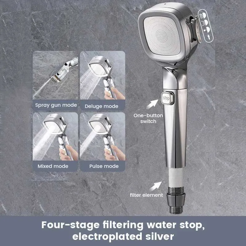 High Pressure Head Saving 4 Modes Filter Adjustable One-Key Stop Water Massage Eco Shower Bathroom AccessoriesCL240710_voghion.com