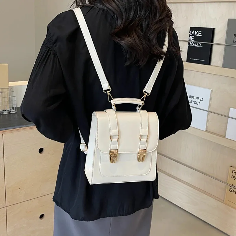 Mochila feminina em couro sintético estilo coreano moda escolar_voghion.com