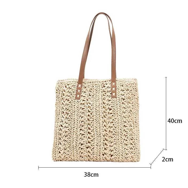 Fashion turf large capacity shoulder shopping bag womens vacation beach wallet Bohemian ragtan knitted handbag Y241011_voghion.com