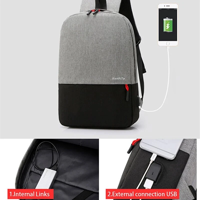 Geschäftslebenstasche für Männer, tragbares USB-Multifunktionsladegerät, große Kapazität, Oxford Grill, tragbares Bürogerät, 14"_voghion.com