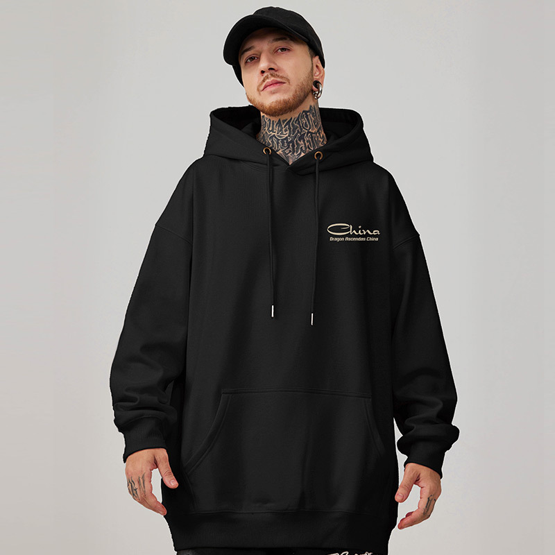 2024 New Autumn and Winter Hooded Year of the Loong Couple's Sweatshirt Plush Fashion Brand Large Fat Male Chinese Style_voghion.com