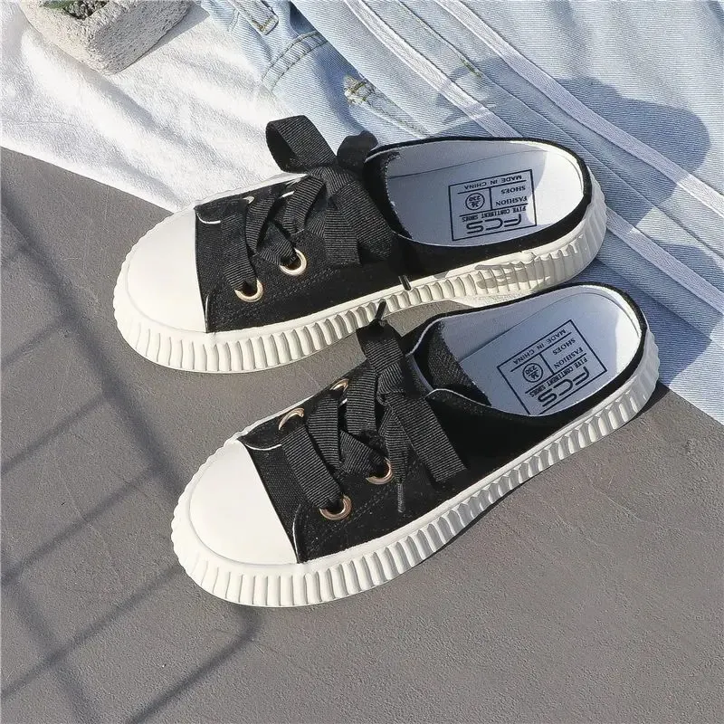 Sneakers estive da donna, pantofole e sandali da donna, ciabatte sportive con fiocco, scarpe alte, punta tonda, cotone, junior, bianco F_voghion.com