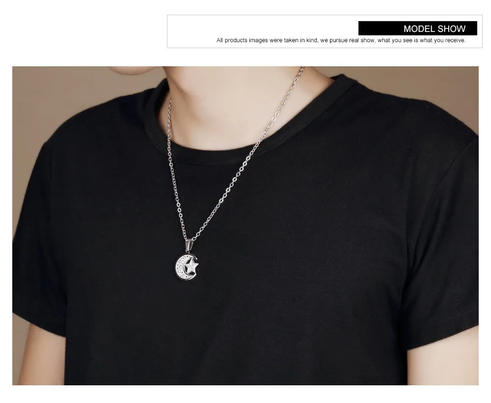 Trendy Titanium Stainless Steel Moon Pentagrampendant Necklace For Men Women Link Chain Cubic Zircon Star Charms Womens_voghion.com