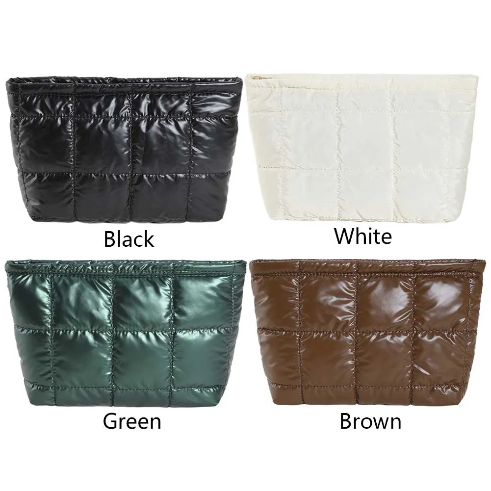 Sac fourre-tout matelassé en coton pour femme, grande capacité, organisateur de maquillage, couleur unie, sacs à main cosmétiques_voghion.com