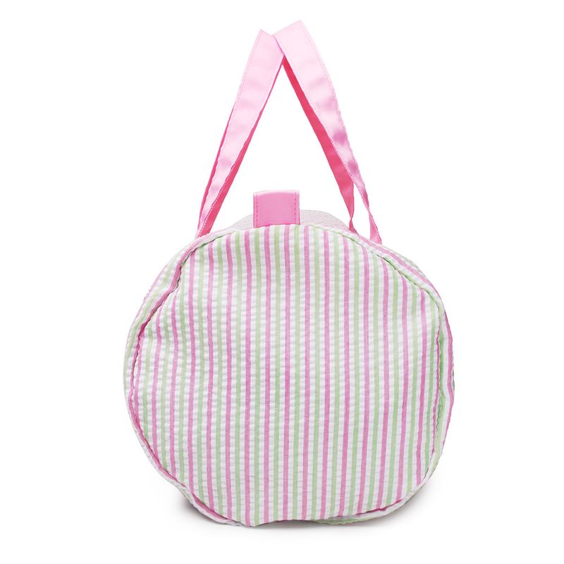 Domier Seersucker Baumwolle Reisetasche Gepäcktasche tragbare Zylindertasche Acryl Kunststoff Zahn Reißverschluss_voghion.com