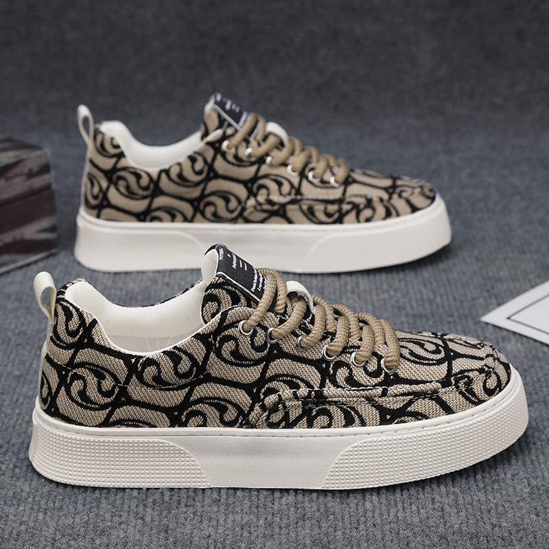 Spring New Breathable Fabric Casual Trendy Versatile Men's Sneakers Woven Canvas Shoes_voghion.com