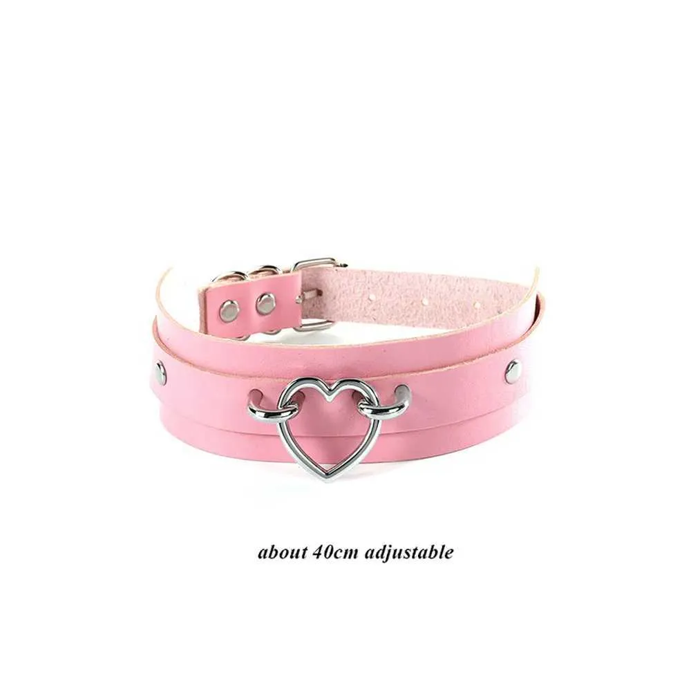 Collier ras du cou gothique en cuir avec pendentif rose sexy et tendance pour femme_voghion.com