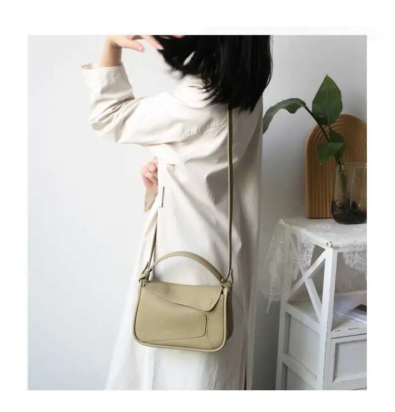 Famicare Borsa da donna in vera pelle di vacchetta Piccola borsa da donna a tracolla Borsa da pranzo con design geometrico Borsa a tracolla Messenger_voghion.com