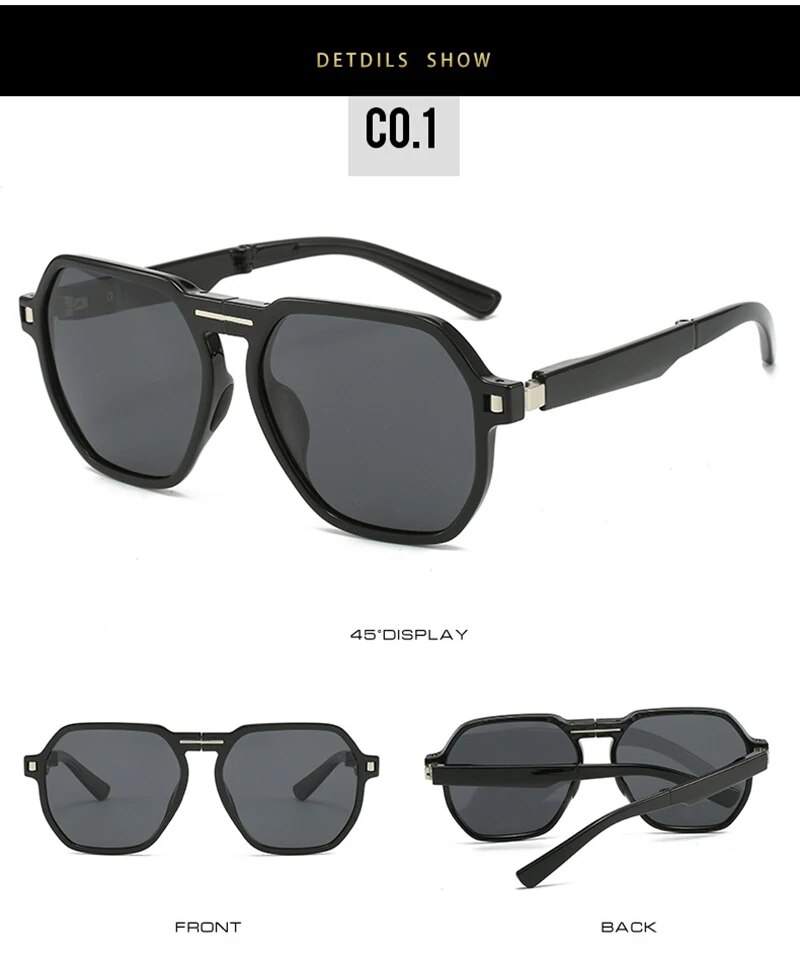 SHAUNA Retro Poligon Kare Kadın Polarize Katlanabilir Güneş Gözlüğü Shad UV400 Ins Popüler Moda Çay Yeşil Erkek Güneş_voghion.com