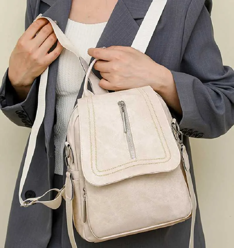 Vintage Leather Women's Backpack Large Capacity Casual Travel Bag_voghion.com