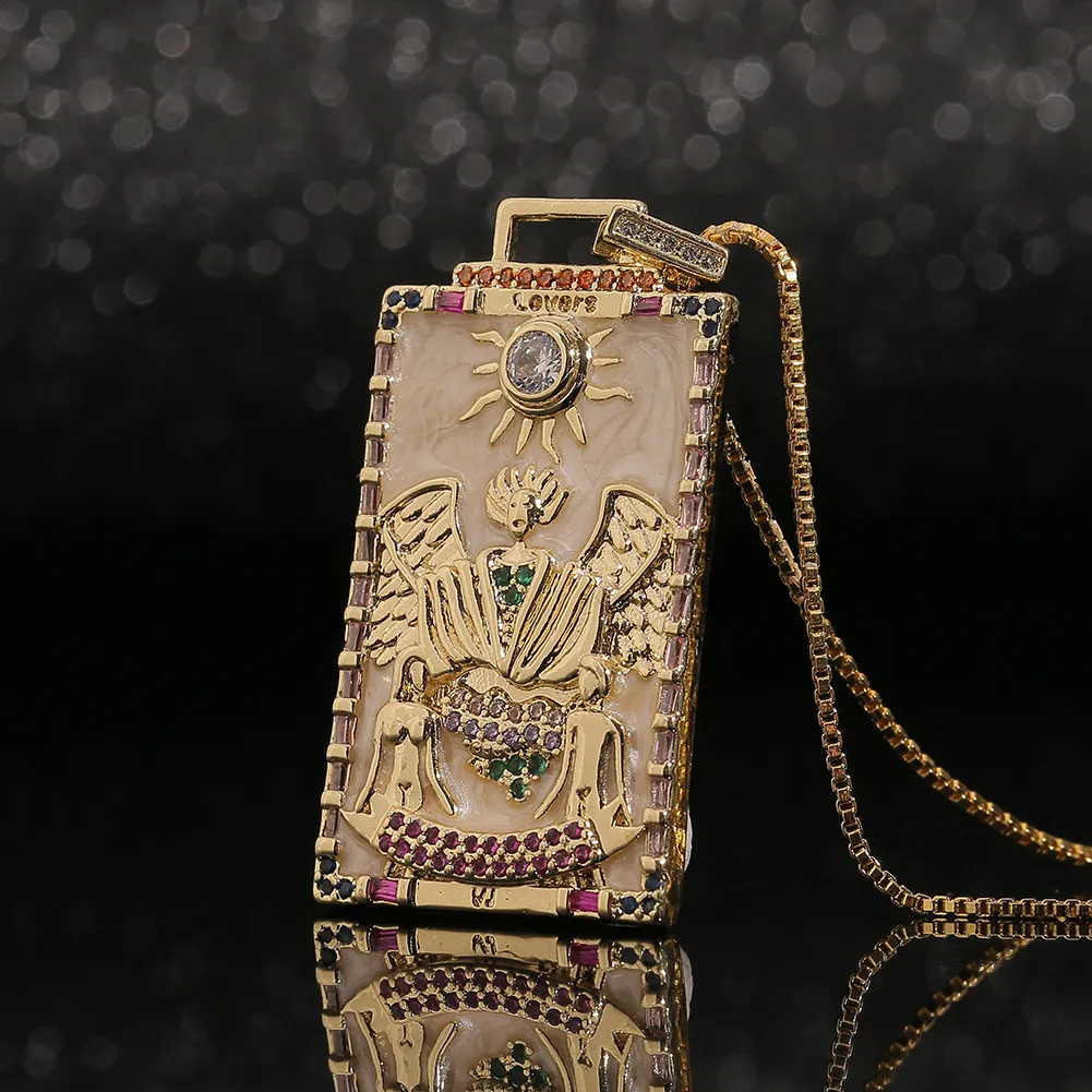 Collana con ciondolo carta dei tarocchi stile hip hop_voghion.com