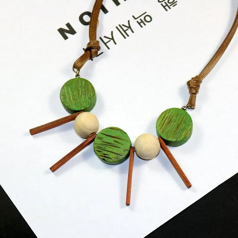 Kulonu kaklarotas Vintage apļa koka stieņa sievietēm apaļas, masīvas koka pērlītes, Drop Store rotaslietu virves ķēde Boho Bling_voghion.com