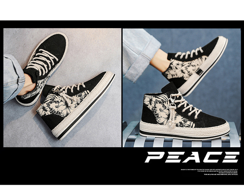 High top canva autumn niche cloth with thick ole elevated height caual board for young port and leiure men'_voghion.com