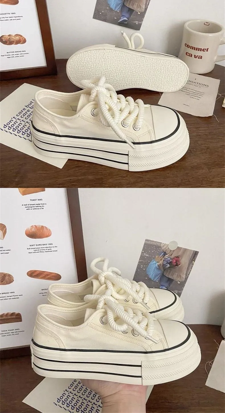 Scarpe da ginnastica con lacci, comode e traspiranti, stile campus, con punta tonda e suola spessa, stile retrò casual alla moda._voghion.com