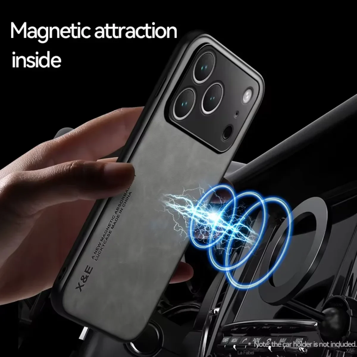 Leder Handyhülle Für Iphone Pro Max Mit Magnetischer Metallplatte_voghion.com