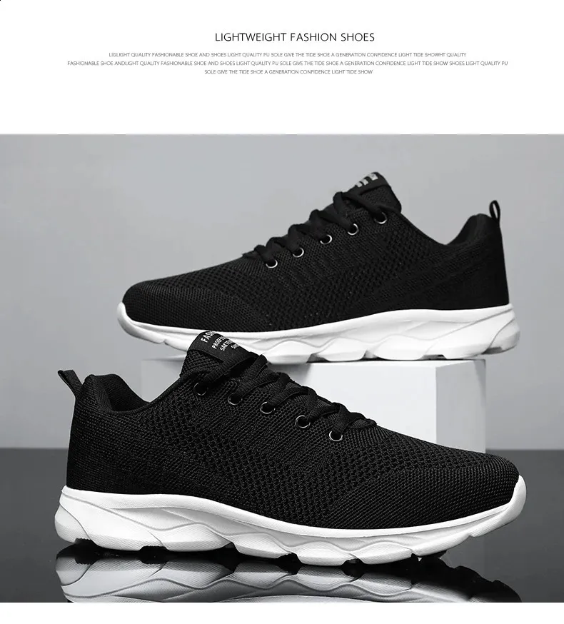 Breathable Lightweight Running Shoes For Men In White Casual Style_voghion.com
