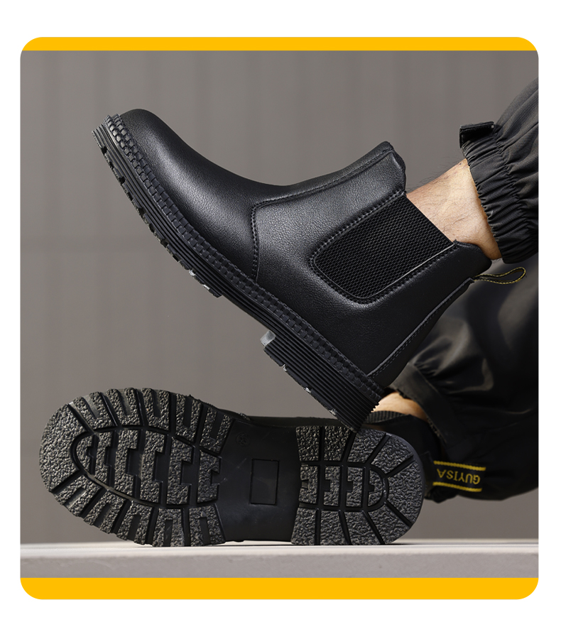 GUYISA Stivali di sicurezza Scarpe da lavoro a taglio medio Punta in acciaio Impermeabili Nero 5020 38-45_voghion.com