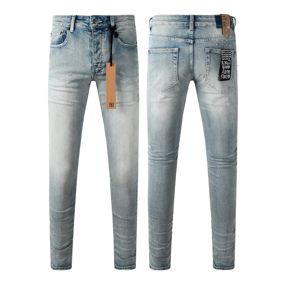 Jeans da uomo di alta qualità, stile Ksubi, lavaggio vintage alla moda, con gamba dritta e strappi, stile street._voghion.com