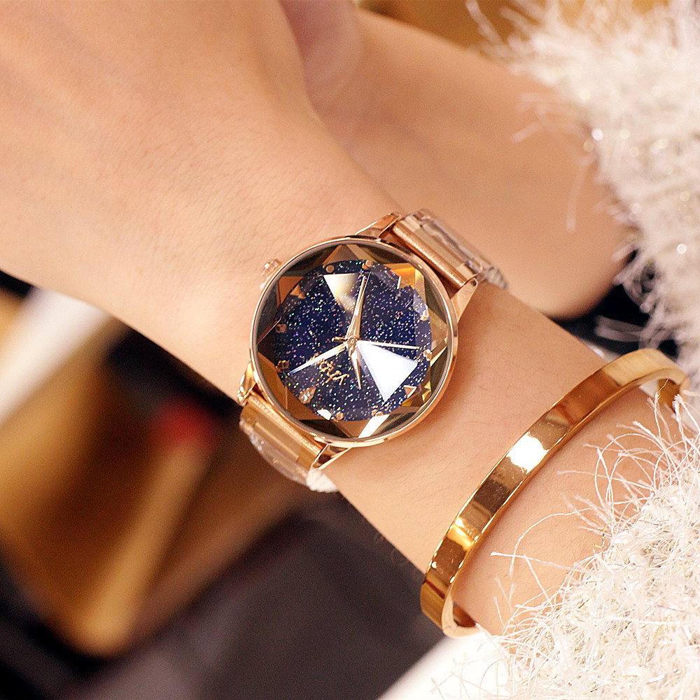 Orologio da marea impermeabile al quarzo con cinturino in acciaio con cielo stellato personalizzato alla moda 2024 delle nuove donne_voghion.com