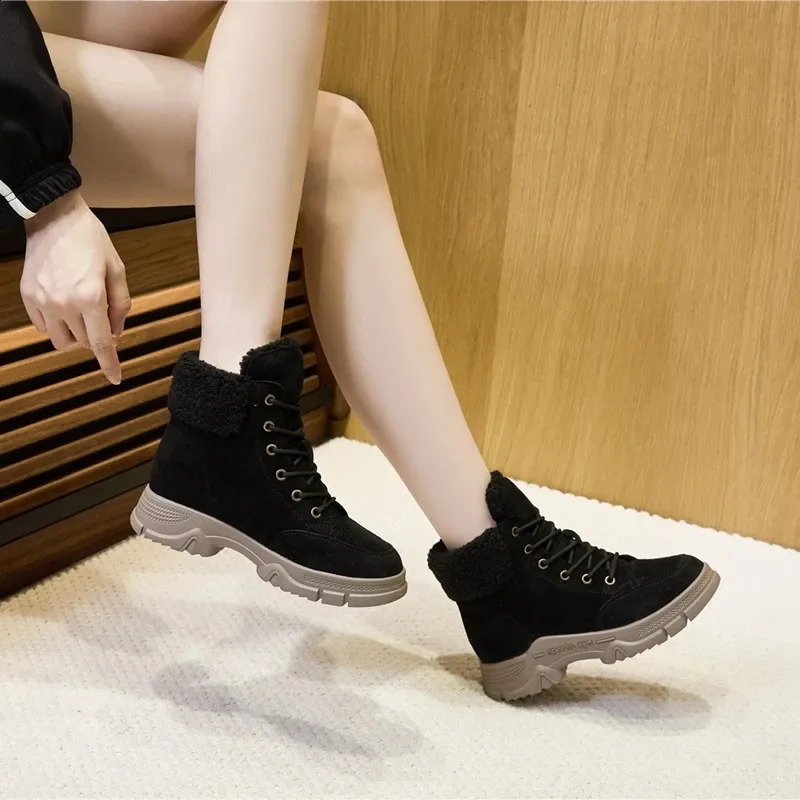 AIYUQI Sne Vintersko Skridsikre Flade Stor Størrelse Ægte Læder Dame Ankelstøvler 240719_voghion.com