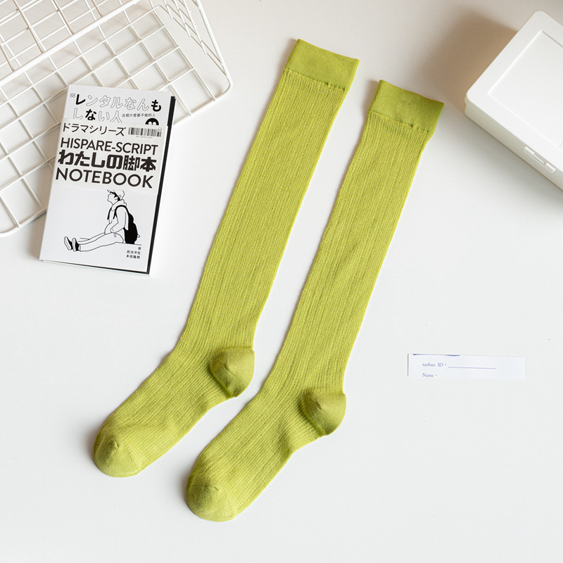 23 ultradünne Bambusfaser-Sommersocken für Damen, lang, Wadenlänge, Netzstoff, kniehohe Slouch-Socken_voghion.com