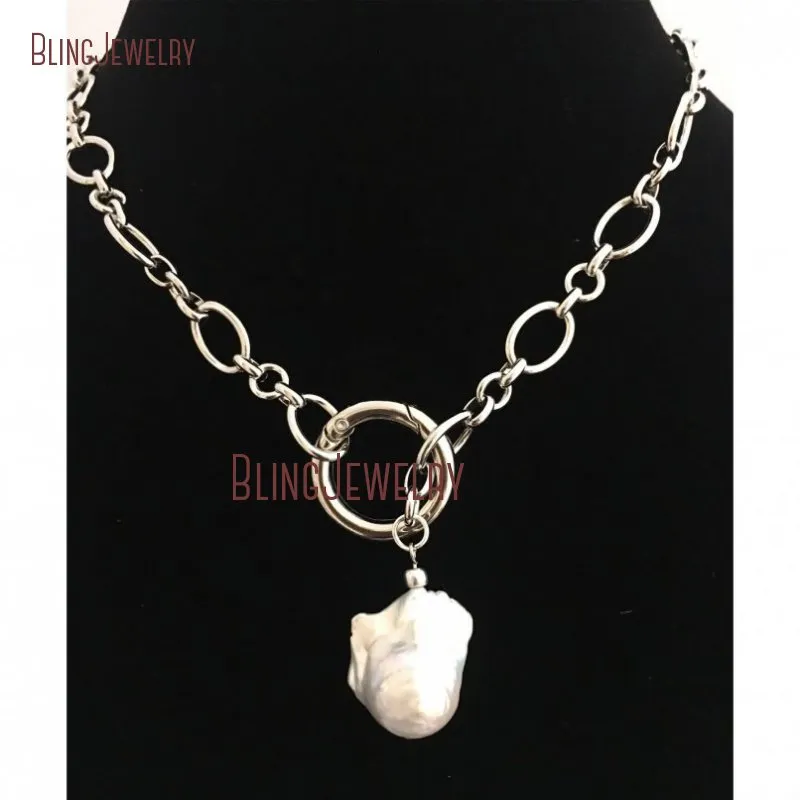 Chains NM35057 Baroque Pearl Choker European Inspired Necklace With Spring Lock_voghion.com