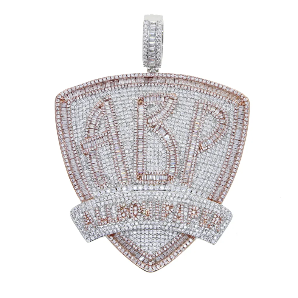 Collier avec pendentif en forme de baguette en zircone cubique et lettres initiales ABP pour homme, style hip-hop et punk_voghion.com