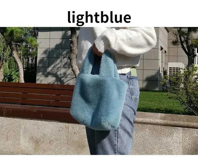 Fi Winter Bucket Artificial Fur Small Casual Shoulder Bag Design Womens Club Wallet Handbag Y241025_voghion.com