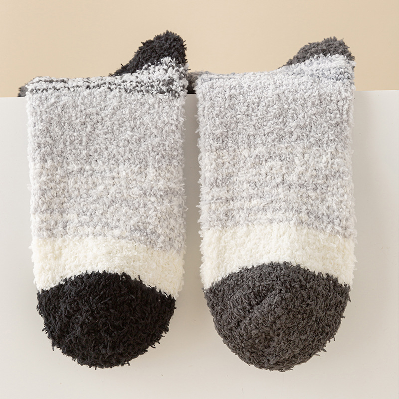Nieuwe herfst- en wintersokken voor heren, koraalfleece, home, herensokken met middelhoge sokken, dikke sokken met kleurverloop, herensokken, vloersokken_voghion.com