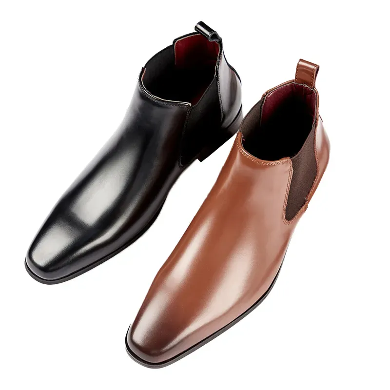 Botines de cuero genuino para hombre_voghion.com