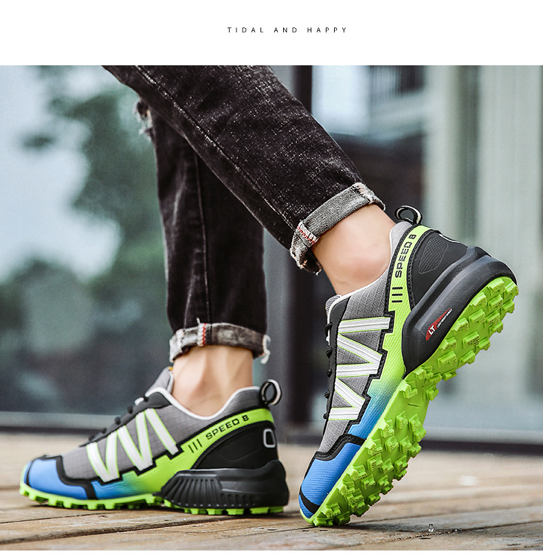 Men Hiking Sneakers Climbing Lace Up Trekking Outdoor Mountain Bike Flat Sport Cycling Shoes Breathable_voghion.com
