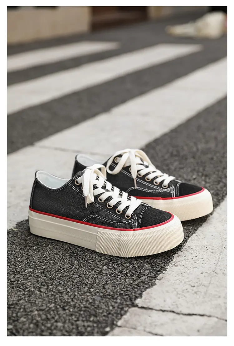 Canvas Shoes For Men, Casual Low Top Trainers With Thick Sole_voghion.com