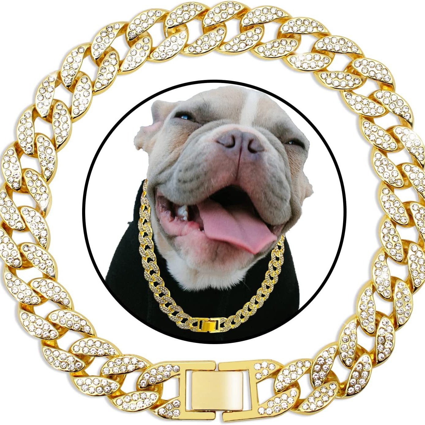 Torques 15mm New Diamond Pet Necklace Collar Hip Hop Style Model