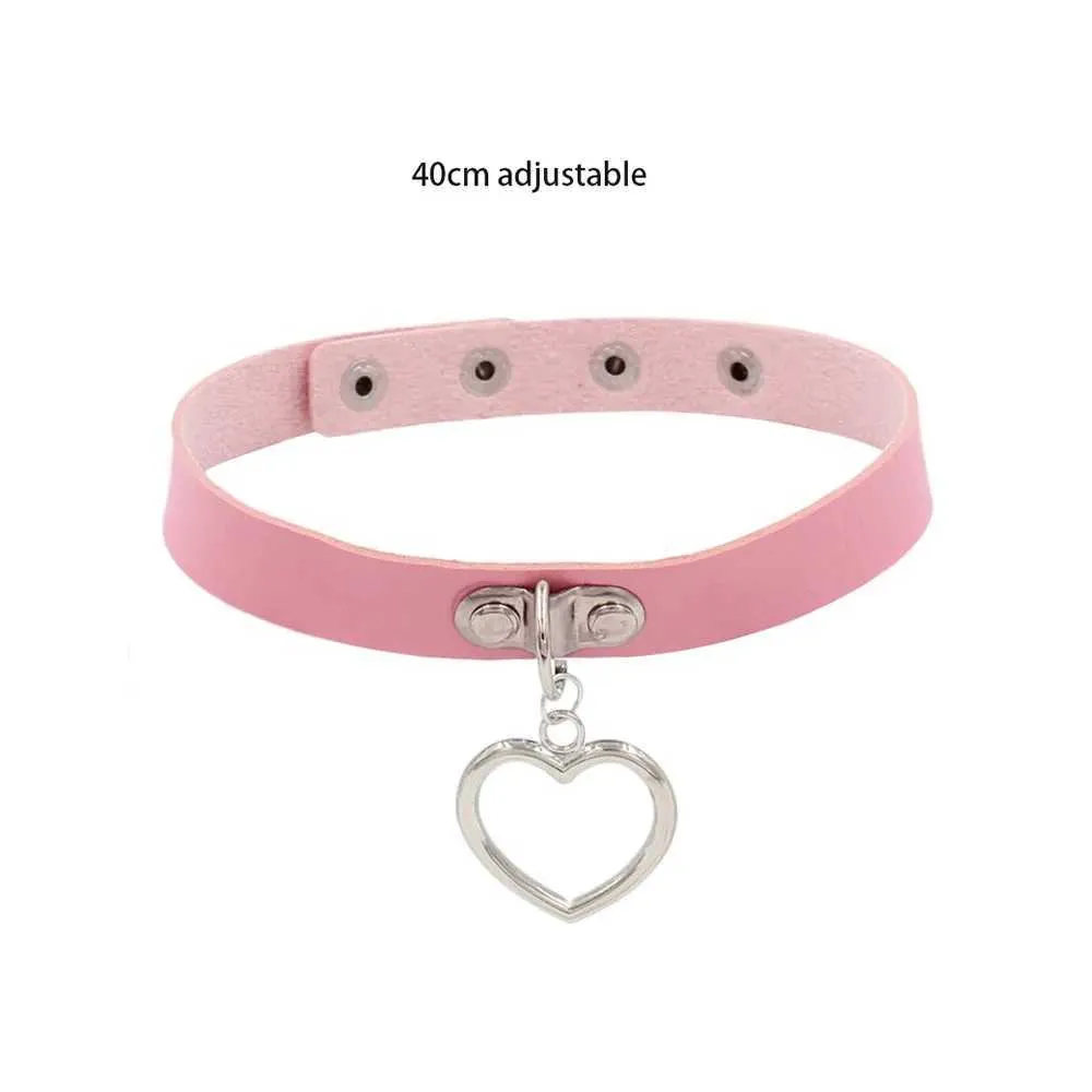 Collier ras du cou gothique en cuir avec pendentif rose sexy et tendance pour femme_voghion.com