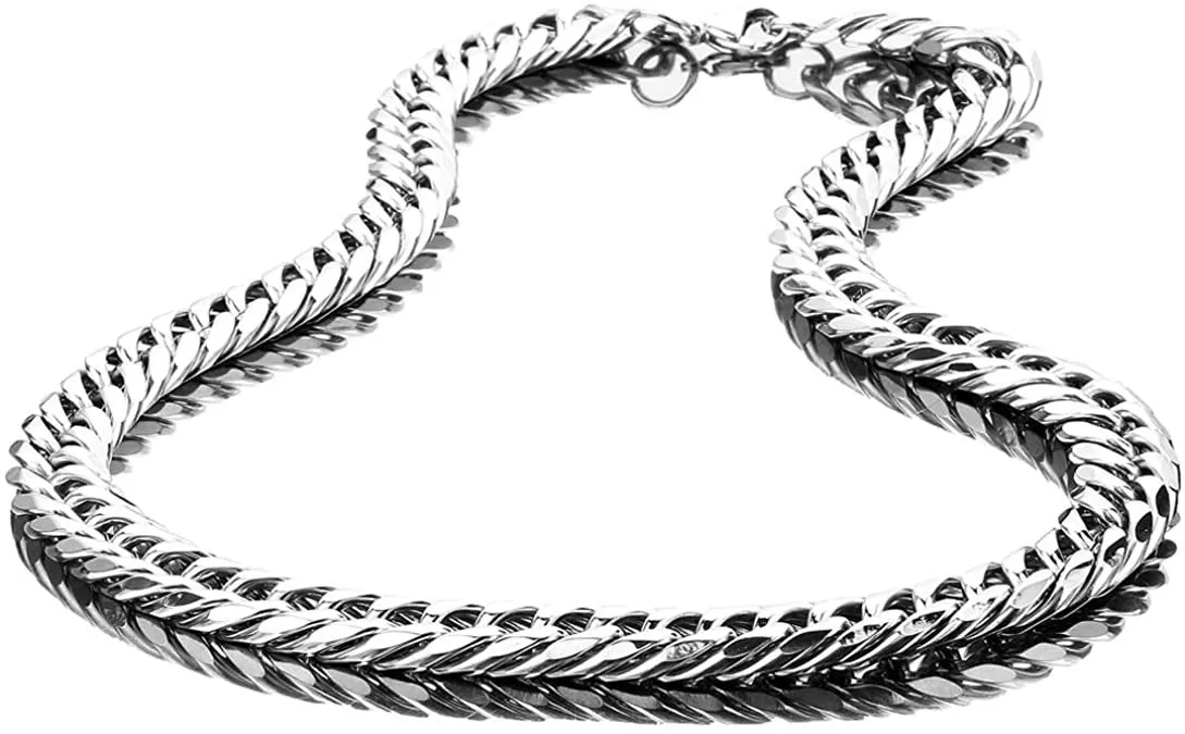 Chaînes Bijoux en acier titane Ne se décolore pas Collier chaîne en acier inoxydable pour homme Extra épais et large_voghion.com