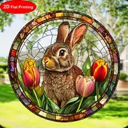 Attrape-soleil lapin lumineux - Art acrylique teinté 9" . Décoration printanière pour les célébrations de Pâques ou le charme de la chambre._voghion.com