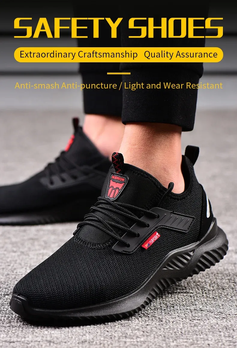 Chaussures de sécurité avec embout en acier, résistantes aux chocs, chaussures de sport légères perforées et non amovibles pour hommes, Direct 250226_voghion.com
